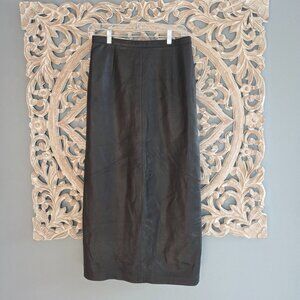 Rem Garson Vintage Genuine Leather Black Pencil Skirt 10